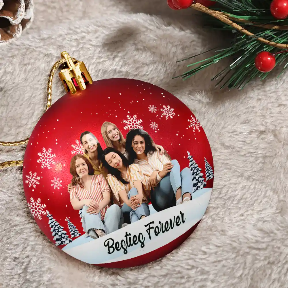 Family,Christmas,Love - Custom Photo Christmas Together Family - Personalized Ball Ornament