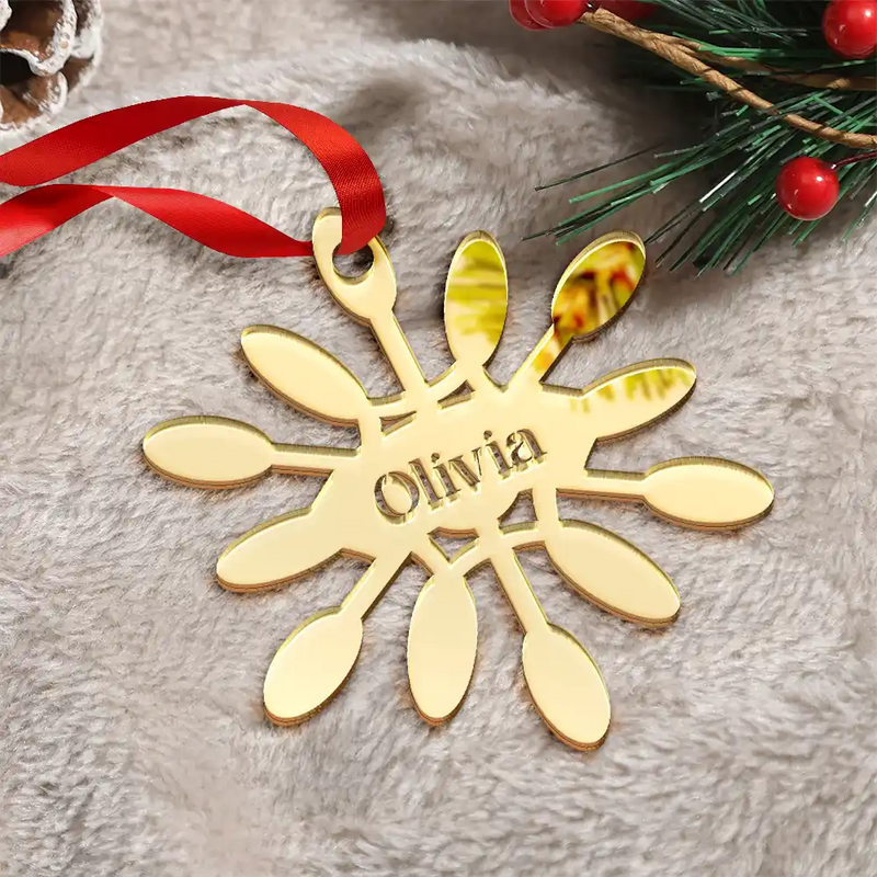 Family,Happy,Christmas,Gift For Bestie - Christmas Snowflakes With Names - Personalized DIY Mirror Acrylic Ornament