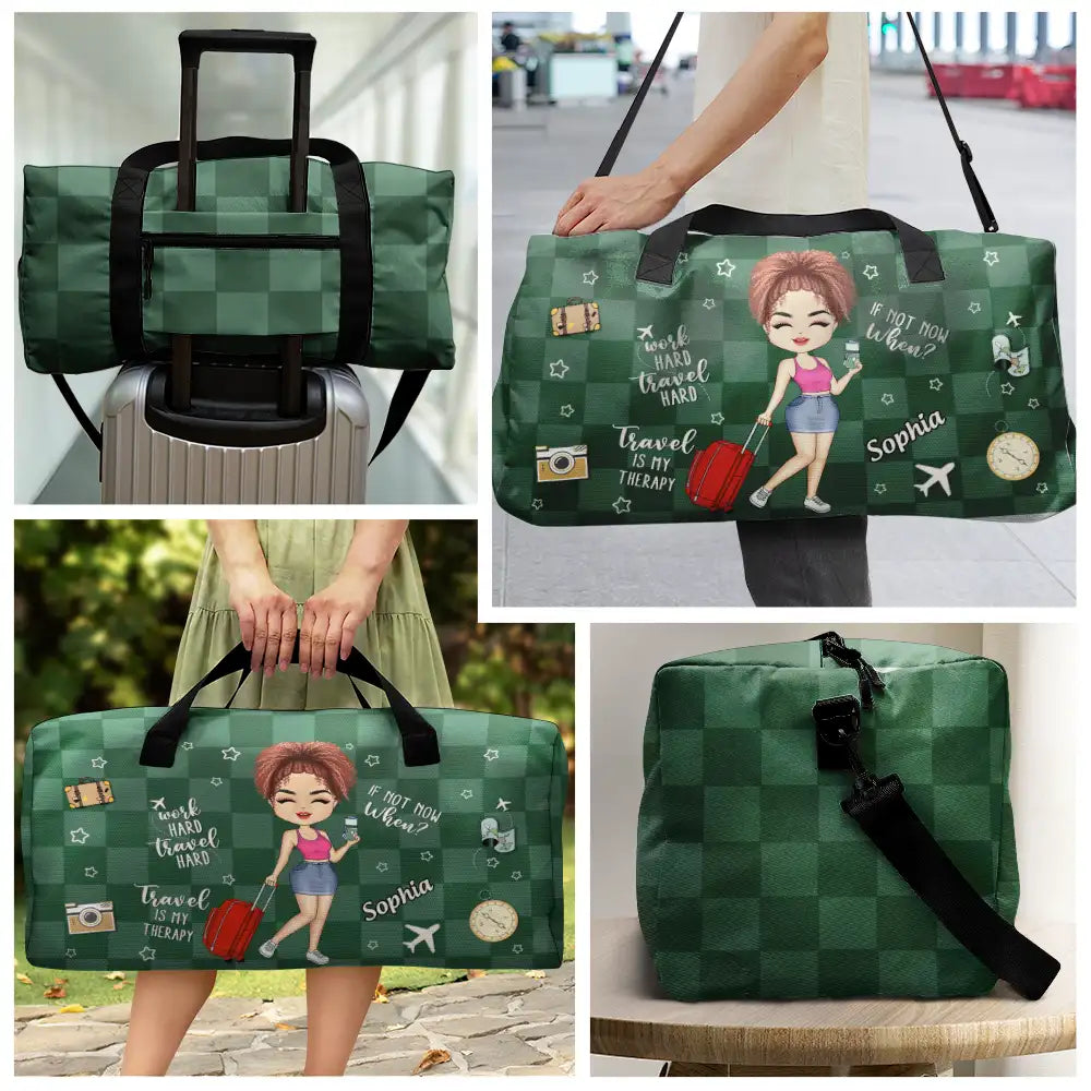 Voyager est ma thérapie. Travaillez dur. Voyagez dur - Sac de sport personnalisé