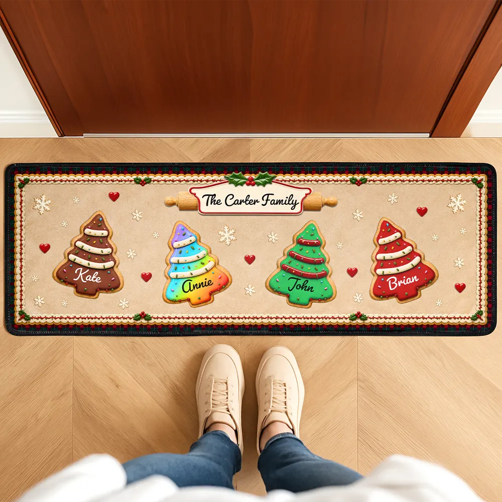 Sentimental,Christmas,Family,Icon - Custom Family Christmas Cookie - Personalized Runner Rug