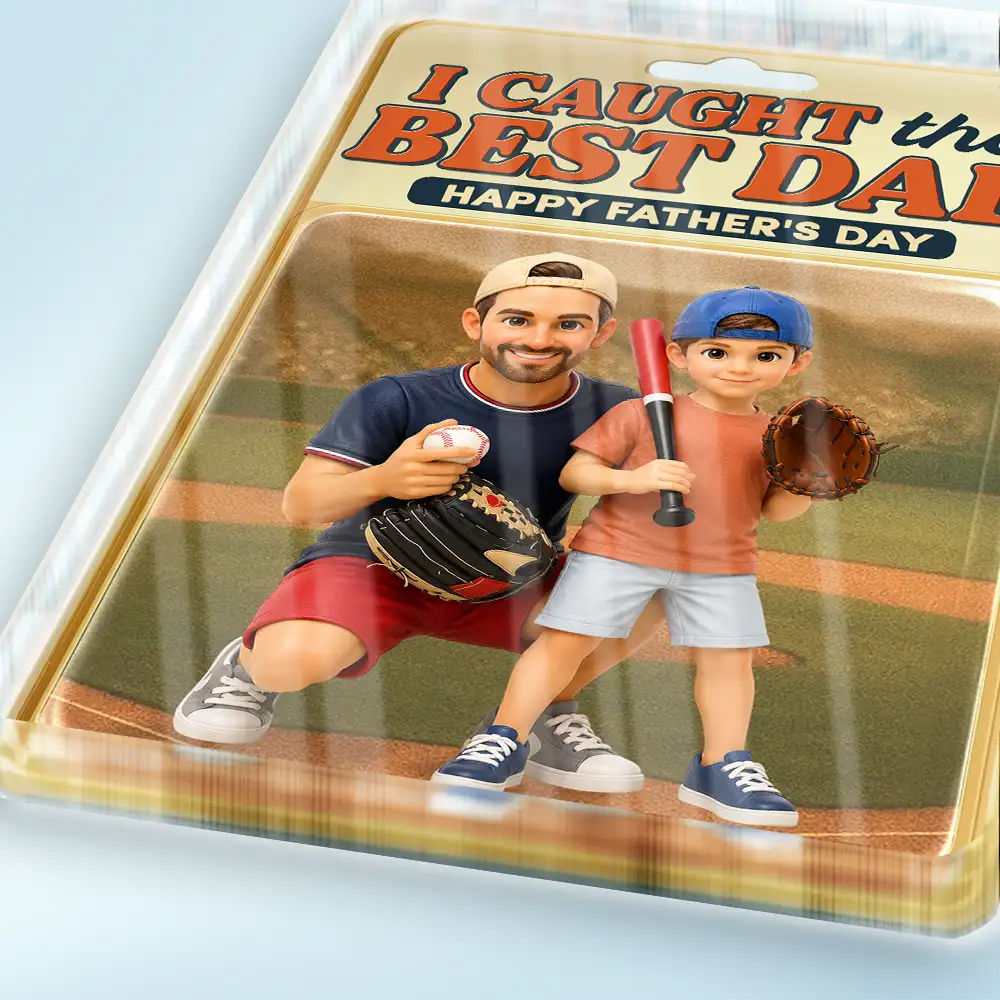 Gift For Husband,Gift For Yourself,Gift For Men,Gift For Father,Sport Dad,Dad's Hobby,Grandpa's Hobby,Baseball,Non-Eng,Photo - Toybox Figure,Playful - Custom Photo Toybox Figure Baseball I Caught The Best Dad - Personalized Custom Shaped Acrylic Plaque