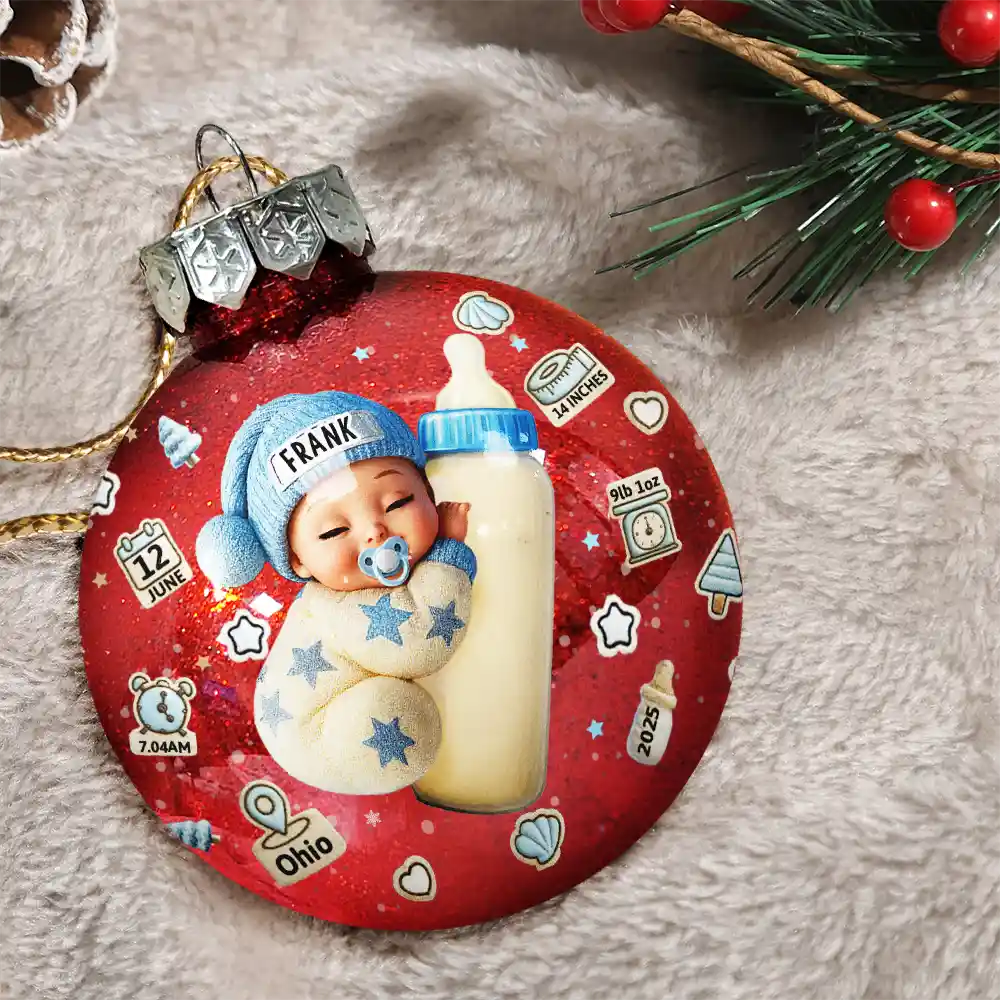 New baby,Christmas,Love - Baby's First Christmas - Personalized Ball Ornament