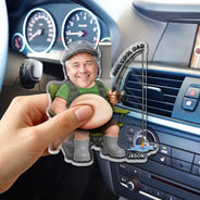 Humorous,Gift For Men,Fishing,Custom Photo,Gift For Yourself,Summer,Cut-Face Photo - Custom Photo Reel Cool Dad Bod - Personalized Squishy Acrylic Car Visor Clip