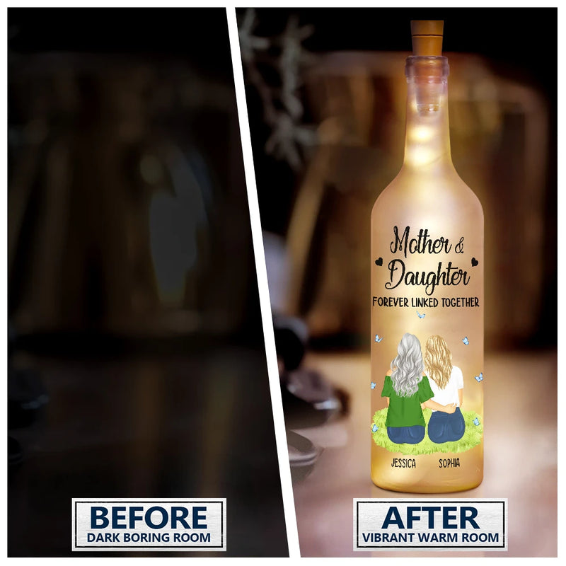 Gift For Mother,Gift For Daughter,Gift For Son,Mom - Sons,Mom - Daughters (Adult),Mom - Children,Love - Mother & Daughter Forever Linked Together - Personalized Bottle Light