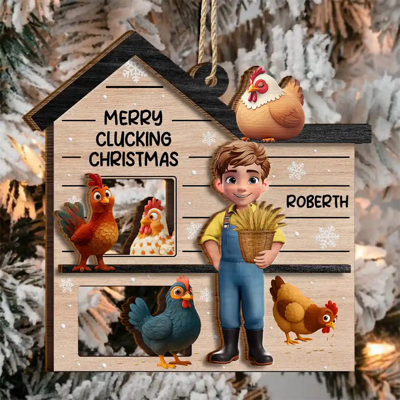 Christmas,Farm,Gift For Yourself,Happy - All I Want for Christmas Is Chickens - Personalized 2-Layered Wooden Ornament
