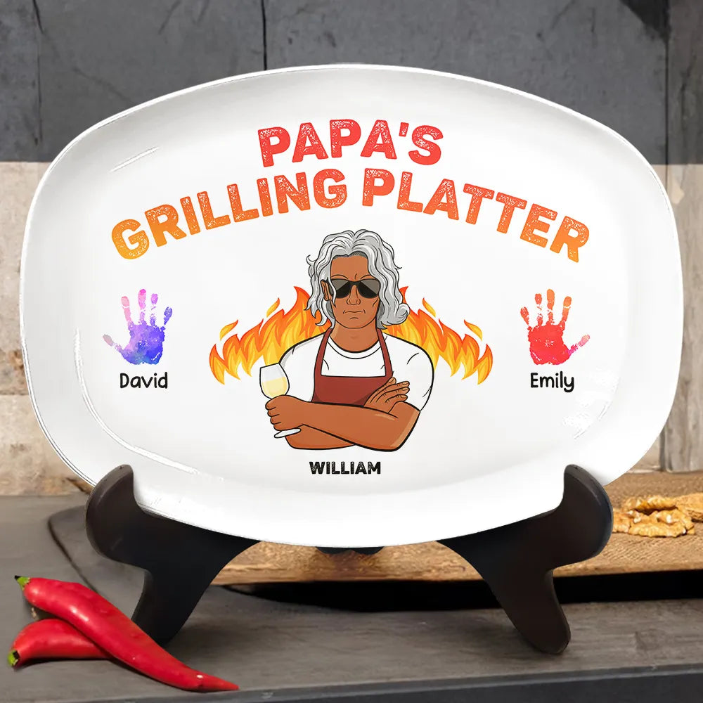 Daddy's Grilling Platter - Gift For Dad, Father, Grandfather, Grandpa - Personalized Plate