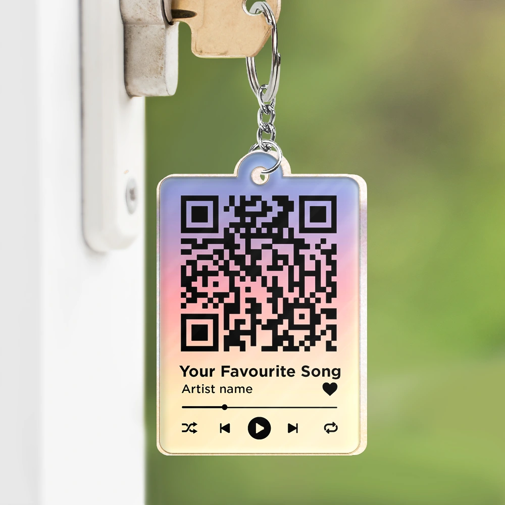Gift For Couples,Gift For Husband,Gift For Wife,Gift For Boyfriend,Gift For Girlfriend,Happy,Non-Eng,QR Code,Vector,Romantic - Couple Favourite Song I'm Yours No Returns - Gift For Couples - Personalized Acrylic Keychain