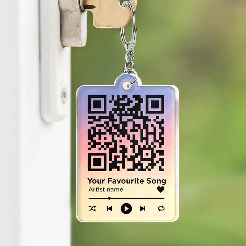 Gift For Couples,Gift For Husband,Gift For Wife,Gift For Boyfriend,Gift For Girlfriend,Happy,Non-Eng,QR Code,Vector,Romantic - Couple Favourite Song I'm Yours No Returns - Gift For Couples - Personalized Acrylic Keychain