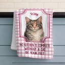 Happy, Dog Lovers, Pet Lovers, Cat Lovers - Custom Photo Realistic Watercolor Art No Kitchen Is Complete Without A Dog Cat By Your Feet - Personalized Kitchen Towel