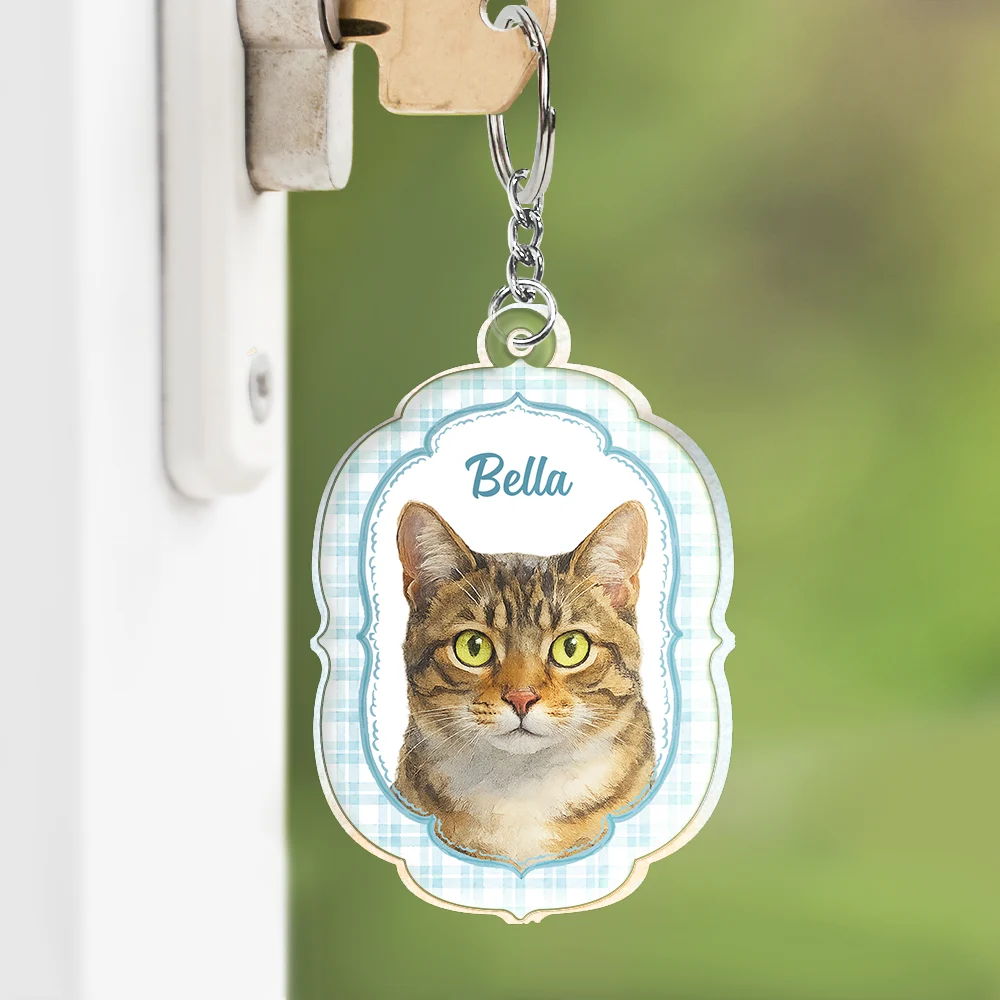 Pet Couple, Art Design, Playful, Pet Lovers, Gift For Couples, Photo - Watercolor - Remove BG - Custom Photo Realistic Watercolor Art Dog Cat Pet Baby Portrait Vintage - Personalized Acrylic Keychain