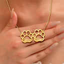 Dog Lovers,Cat Lovers,Pet Lovers,Love - Dog Pet Paw With Name - Personalized Letter Necklace