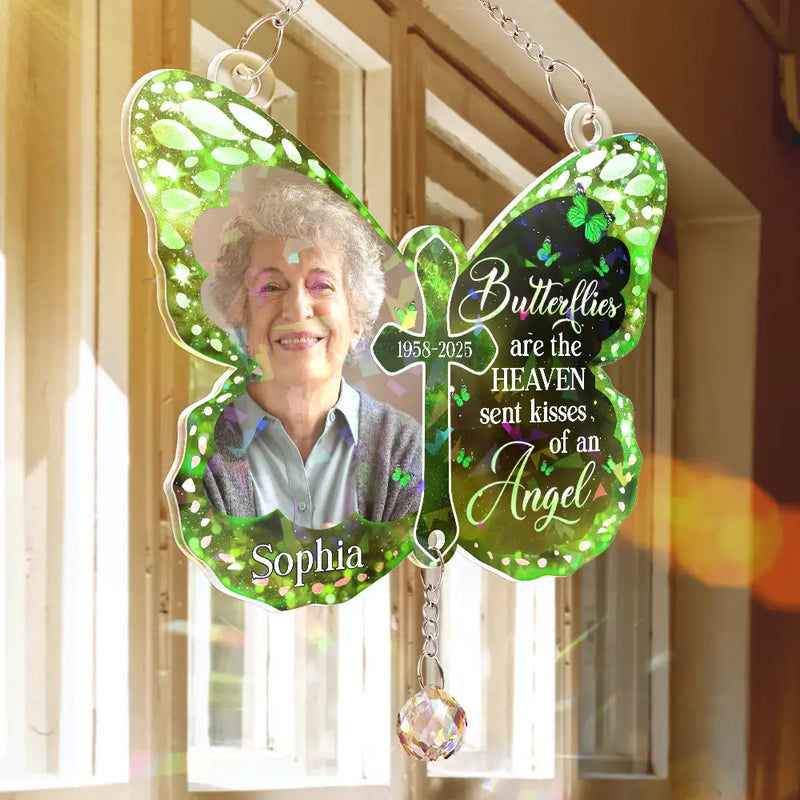 Sad,Memorial,Family,Gift For Grandparents,Parents,Gift For Sibling - Custom Photo I Am Always With You Memorial - Personalized Rainbow Suncatcher With Crystal Ball Prism