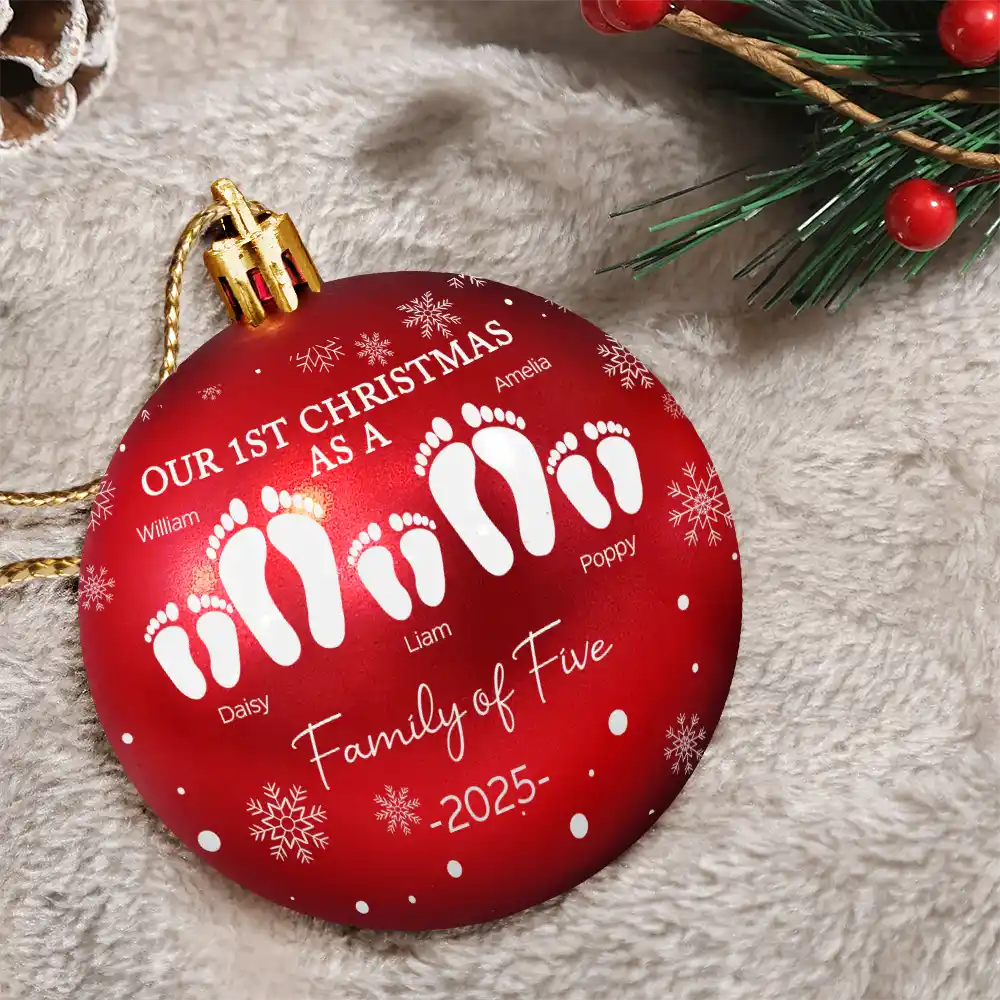 Family, Happy, Christmas - First Christmas As A Family - Personalized Ball Ornament