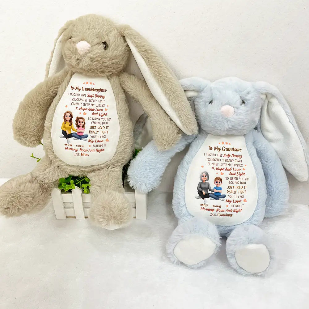 Gift For Grandma,Gift For Grandkids,Grandma,Grandkids,Love,Easter - I Filled It With My Wishes Grandmother Granddaughter 3D Effect - Personalized Soft Toy Bunny