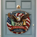 Family,Happy,America 250th,Independence Day,Top Market - 3D Effect Stars Stripes & Flowers 250 Years Of Freedom - Personalized Custom Shaped Wood Sign