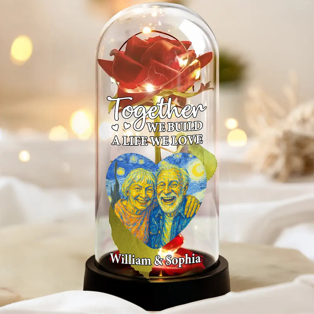 Gift For Couples,Old Couples,Gift For Husband,Gift For Wife,Gift For Boyfriend,Gift For Girlfriend,LGBT,Love - Custom Photo Starry Night You And Me We Got This - Personalized Everlasting Rose Dome Lamp