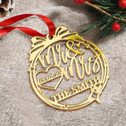 Gift For Couples,Love,Christmas - Anniversary Wedding Mr And Mrs - Personalized DIY Mirror Acrylic Ornament