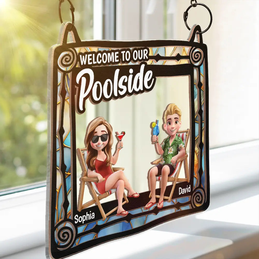 Bienvenue dans notre maison de plage - Ornement attrape-soleil personnalisé à suspendre à la fenêtre