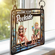 Bienvenue dans notre maison de plage - Ornement attrape-soleil personnalisé à suspendre à la fenêtre