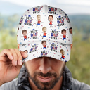 Gift For Mother,Gift For Grandma,Happy,Summer,Gift For Father,Gift For Grandpa,Independence Day,Photo,Icon,Humorous - Custom Photo Stars & Stripes Best Dad Mom Grandpa Grandma Ever - Personalized Classic Cap