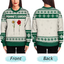 Gift For Grandma,Gift For Aunt,Gift For Mother,Happy,Gift For Wife,Gift For Yourself,Gift For Women - Knitted Effect Birth Flower Grandma's Garden - Personalized Unisex Ugly Sweater