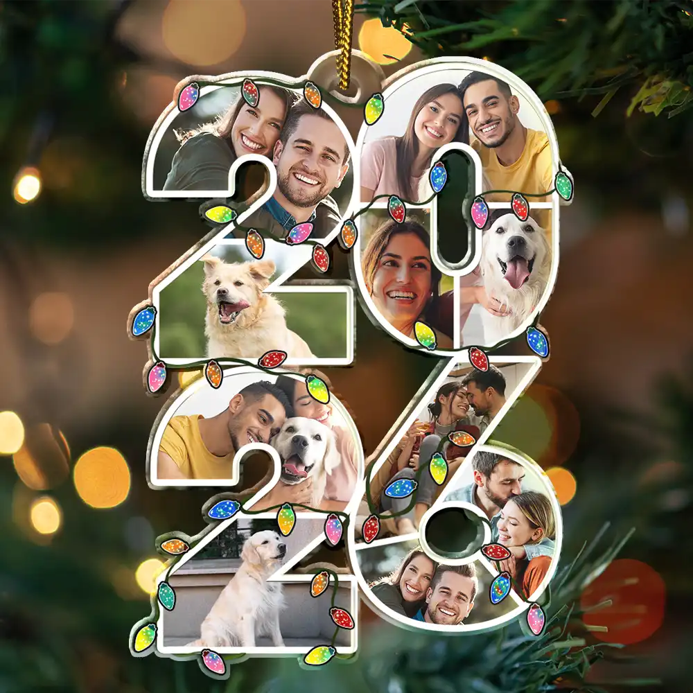 Custom Photo What A Year - Personalized Custom Shaped Acrylic Ornament