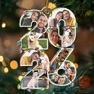 Custom Photo What A Year - Personalized Custom Shaped Acrylic Ornament