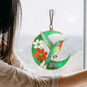 Family, Memorial, Sad - Memorial Cardinal Bird Garden Pollinator Stained Glass Effect Moon - Personalized Window Hanging Suncatcher Ornament