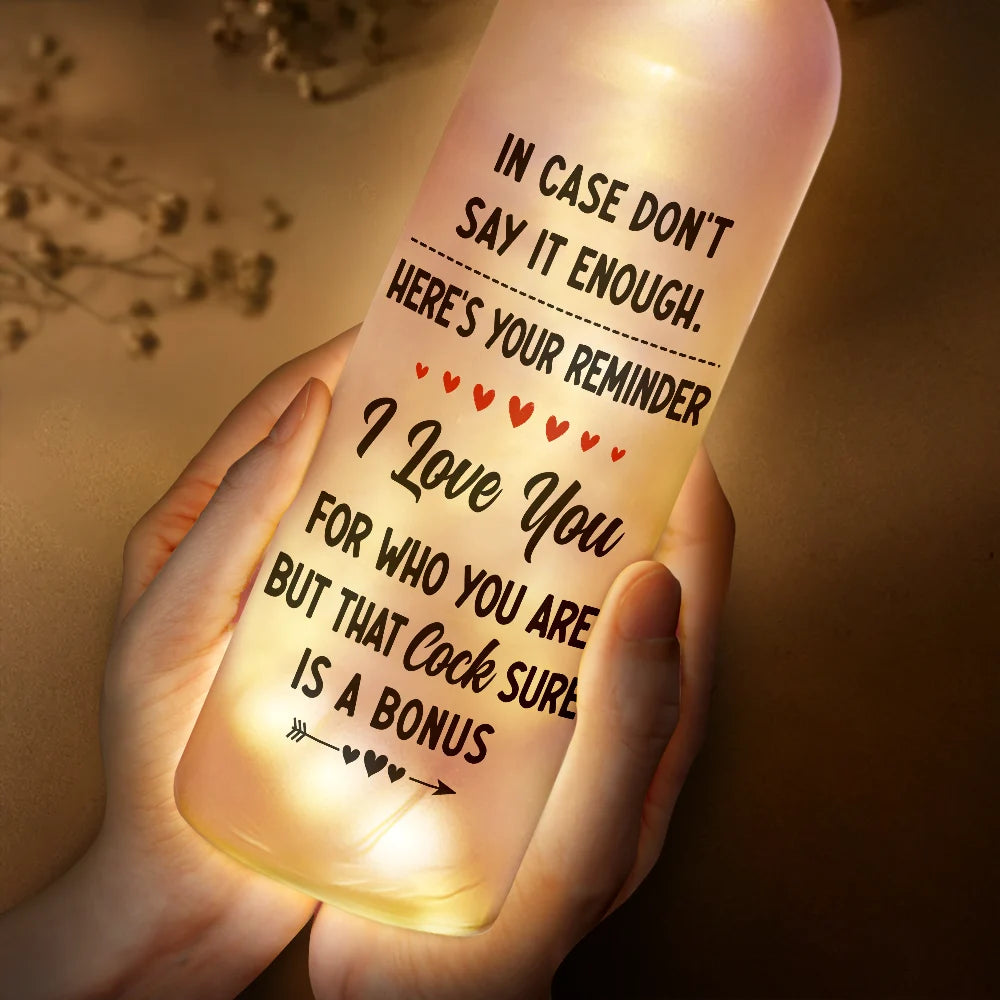 Couple qui s'embrasse, je t'aime tous les jours, sois toujours à tes côtés - Bouteille lumineuse personnalisée