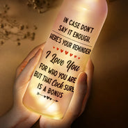 Couple qui s'embrasse, je t'aime tous les jours, sois toujours à tes côtés - Bouteille lumineuse personnalisée