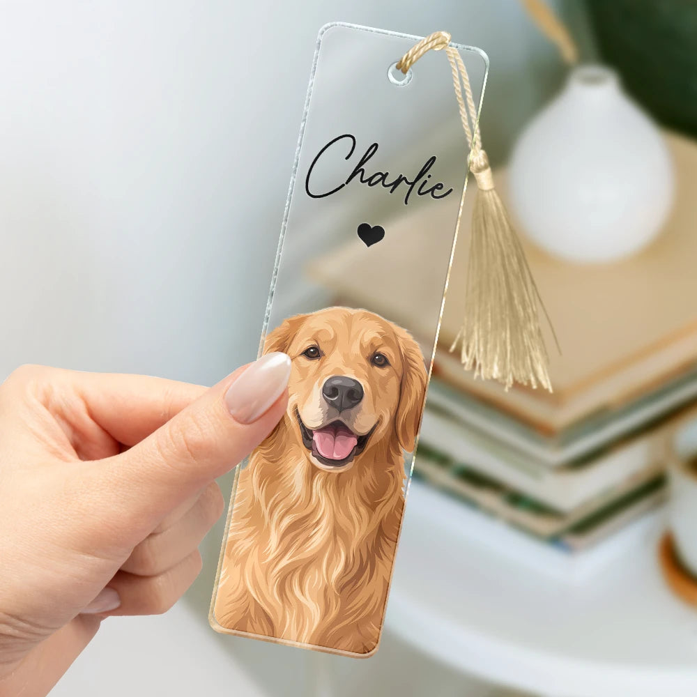 Art Design, Custom Photo, Dog Lovers, Pet Lovers, Photo - Semi Realistic Portrait, Playful, Reading, Top Market - Gift For Book Lovers - Personalized Custom Photo Pet Portrait Acrylic Bookmark