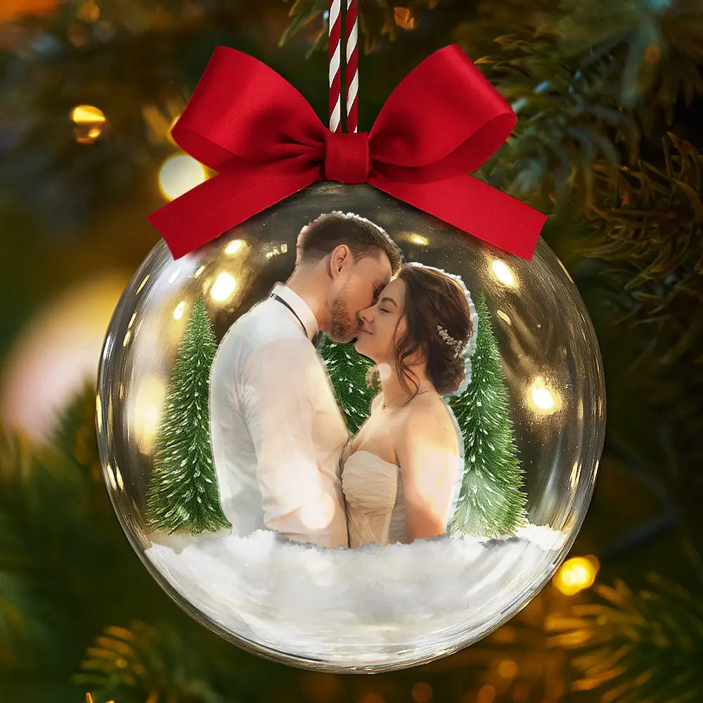 Custom Photo,Happy,Christmas,Gift For Couples -Custom Photo Couple The Year I Found My Missing Piece - Personalized 3D Acrylic Ball Ornament