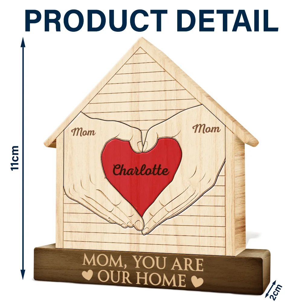 Gift For Mother,Love,Gift For Grandma - Mom You Are The Heart Of Our Family - Personalized Custom Shaped Wooden Puzzle