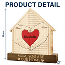 Gift For Mother,Love,Gift For Grandma - Mom You Are The Heart Of Our Family - Personalized Custom Shaped Wooden Puzzle