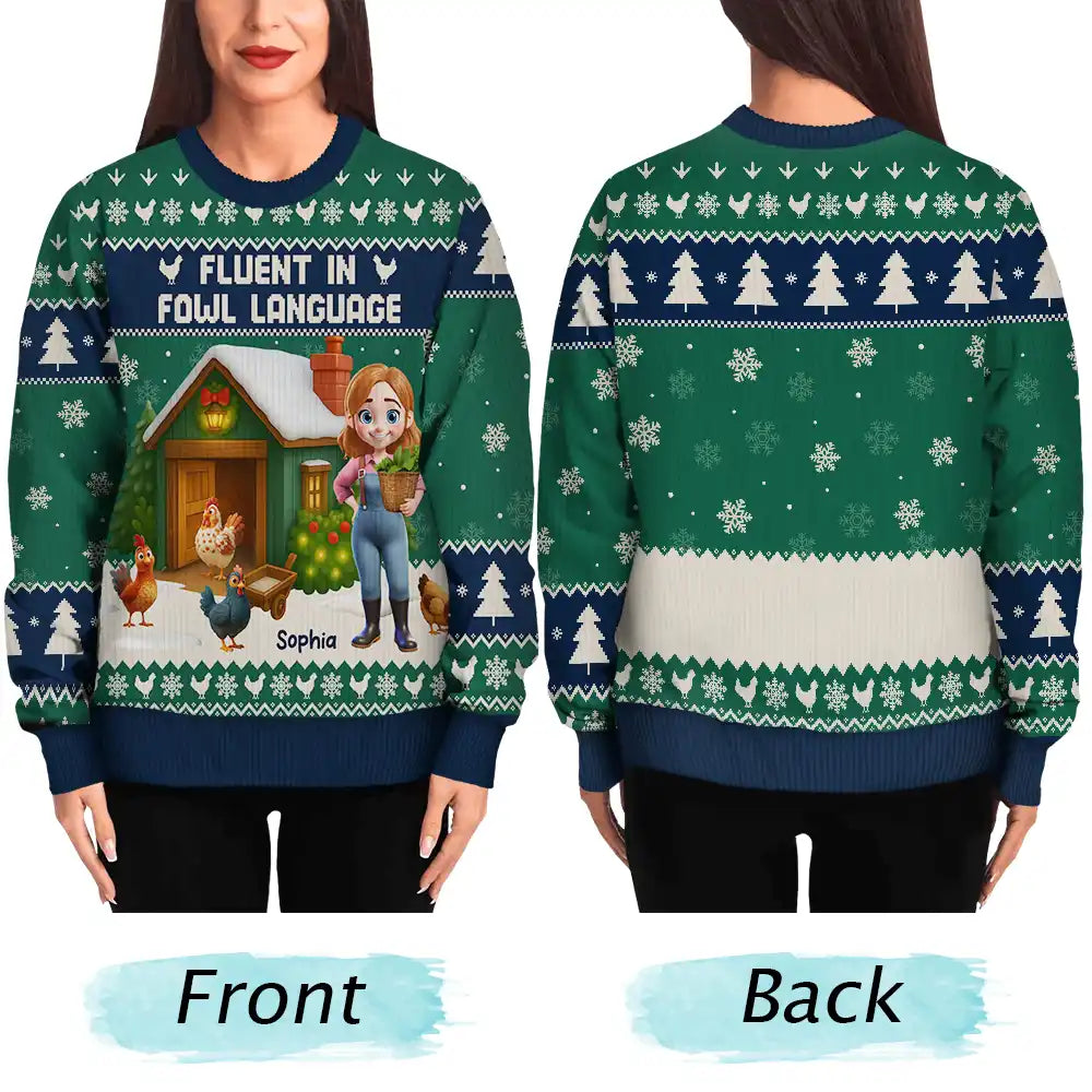 Christmas, Farm, Gift For Yourself, Happy - All I Want for Christmas Is Chickens - Personalized Unisex Ugly Sweater
