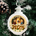 Family,Gift For Grandparents,Parents,Gift For Kids,Happy,Christmas,Non-Eng - 3D Effect Christmas Family And Dog Cat - Personalized Candlelight Lantern Ornament