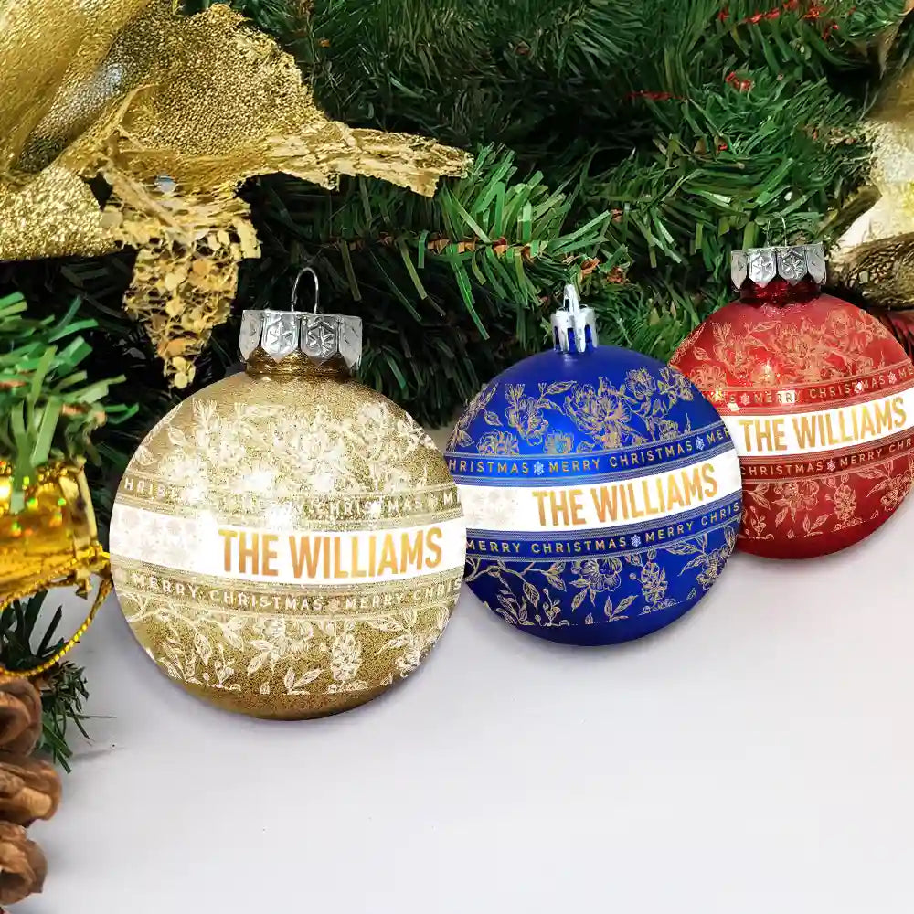 Family,Happy,Christmas,Gift For Bestie - Merry Christmas With Name - Personalized Ball Ornament