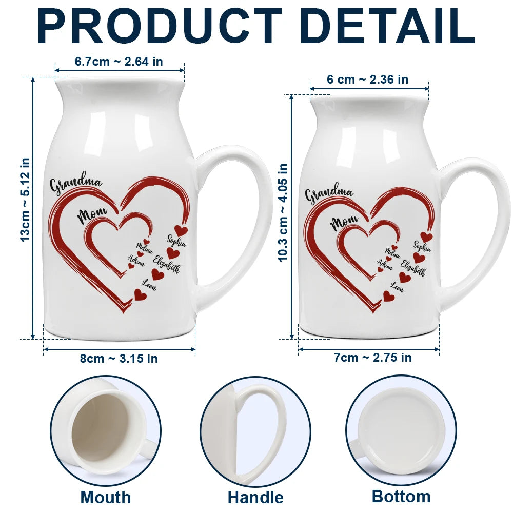 Mom Grandma Sweethearts - Personalized Ceramic Flower Vase