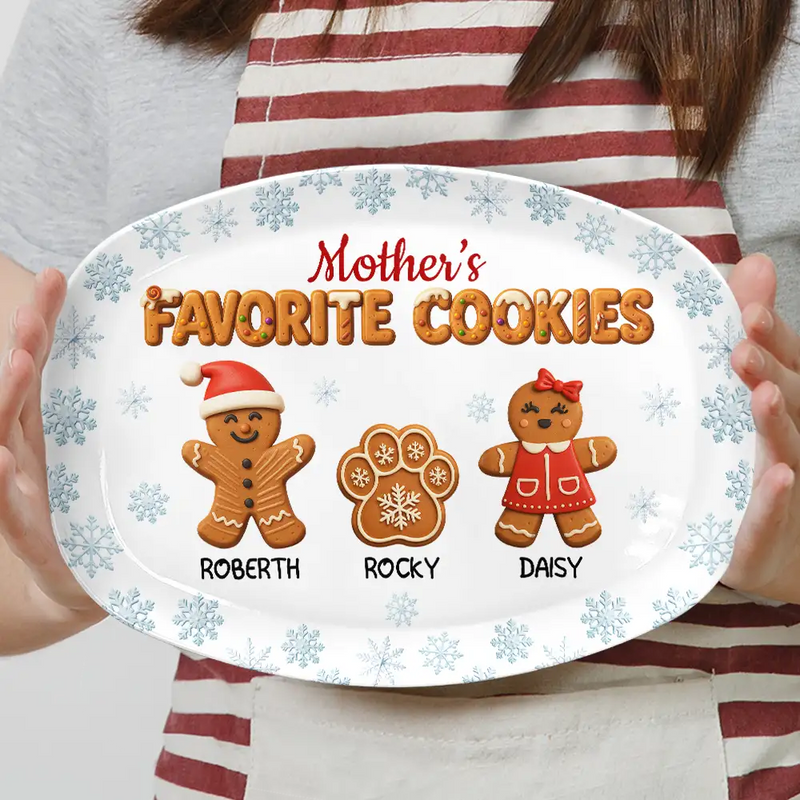 Happy,Gift For Grandma,Grandma's Hobby,Gift For Mother - Grandma's Favorite Cookies 3D Effect - Personalized Plate