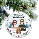 Gift For Couples,Gift For Husband,Gift For Wife,Gift For Boyfriend,Gift For Girlfriend,Dog Lovers,Pet Lovers,Dog Mom,Dog Couple,Pet Mom,Pet Couple,Pet Dad,Dog Dad - Winter You, Me And The Dog - Personalized Circle Ceramic Ornament