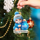 Christmas,New Dad,New baby,New Mom,Happy - Baby Beside Christmas Bauble First Christmas 3D Effect - Personalized Custom Shaped Acrylic Ornament 