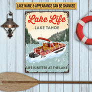 Pontoon Lake Life Life Is Better Custom Classic Metal Signs