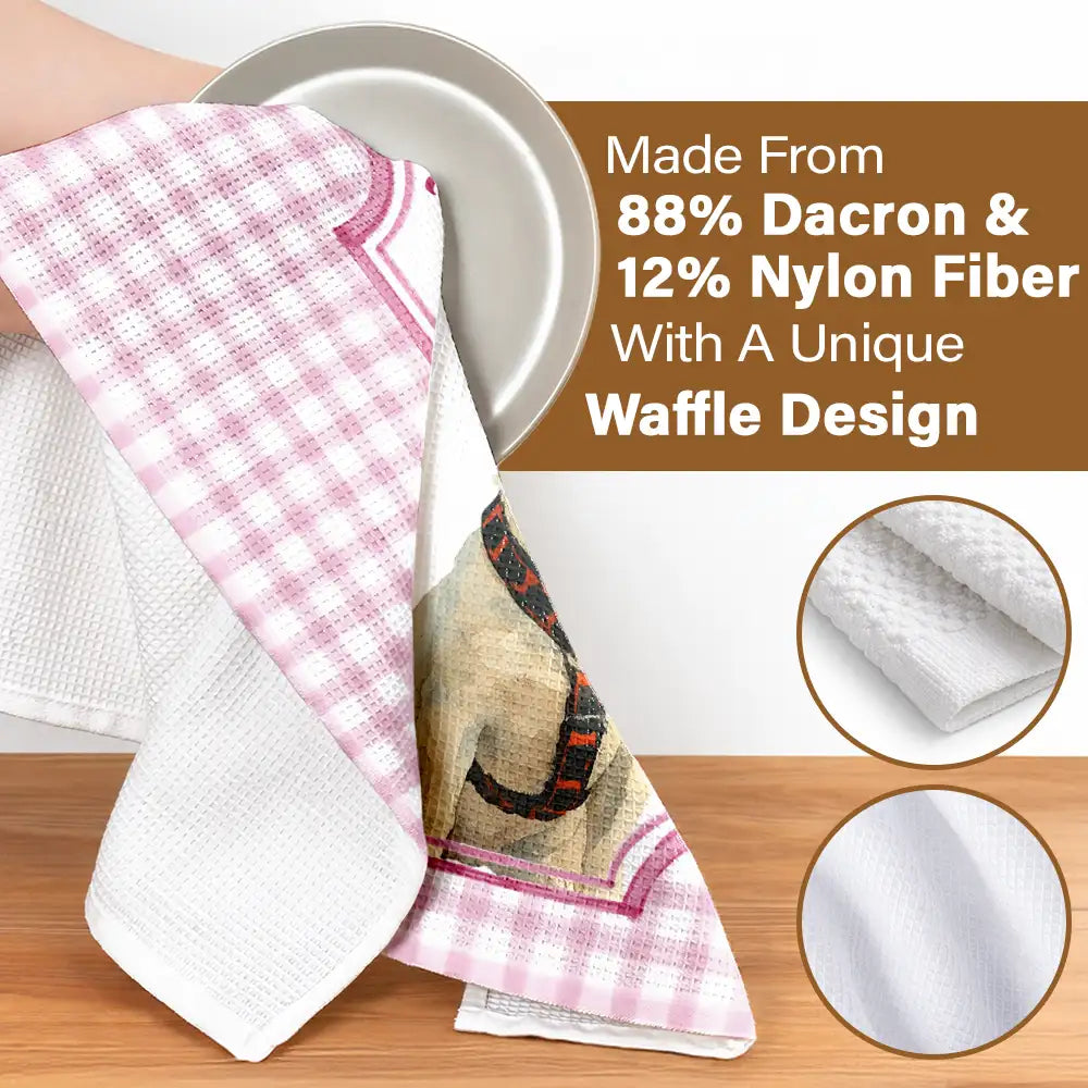 Happy,Dog Lovers,Pet Lovers,Cat Lovers - Custom Photo Watercolor Dog Cat Pet Portrait Vintage - Personalized Kitchen Towel