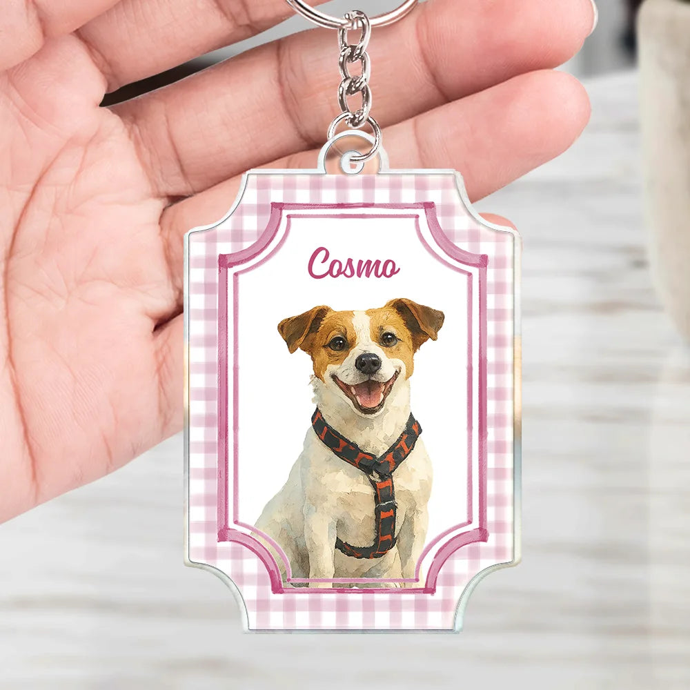 Pet Couple, Art Design, Playful, Pet Lovers, Gift For Couples, Photo - Watercolor - Remove BG - Custom Photo Realistic Watercolor Art Dog Cat Pet Baby Portrait Vintage - Personalized Acrylic Keychain