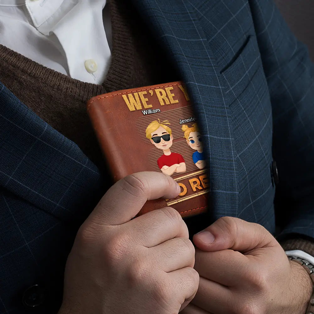 No Returns Or Refunds Flat Art Kids - Personalized Leather Wallet