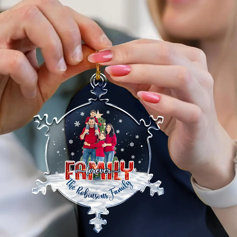 Gift For Sisters,Family,Christmas,Happy,Gift For Bestie - Custom Photo Family Besties Sisters Forever - Personalized Snowflakes Shaped Glass Ornament