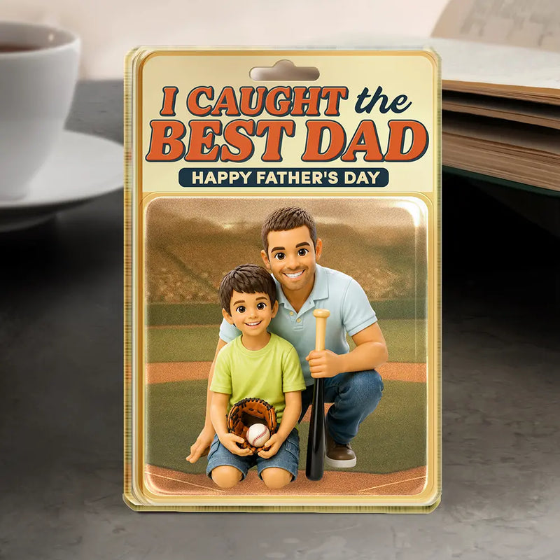 Gift For Husband,Gift For Yourself,Gift For Men,Gift For Father,Sport Dad,Dad's Hobby,Grandpa's Hobby,Baseball,Non-Eng,Photo - Toybox Figure,Playful - Custom Photo Toybox Figure Baseball I Caught The Best Dad - Personalized Custom Shaped Acrylic Plaque