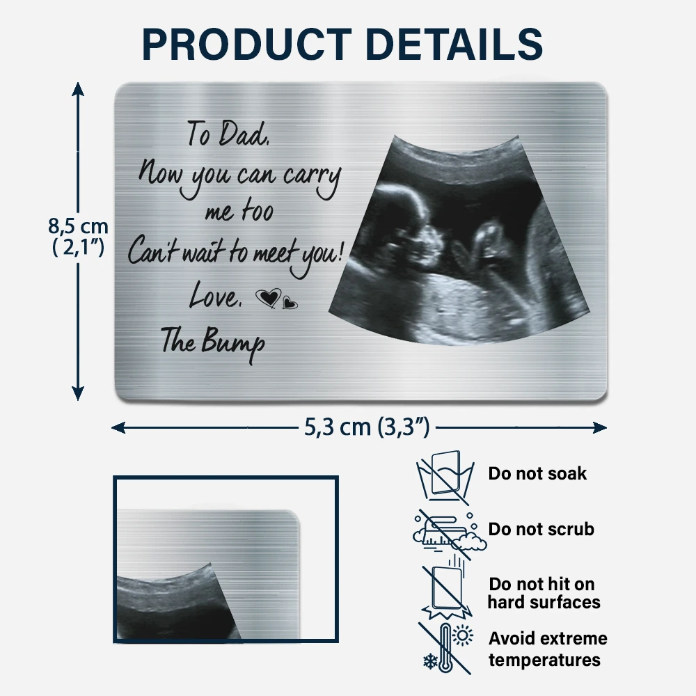Custom Photo,New Dad,New baby,Gift For Father,Non-Eng,Photo,Adorable - Custom Photo To Dad Now You Can Carry Me Too - Personalised Aluminum Wallet Card