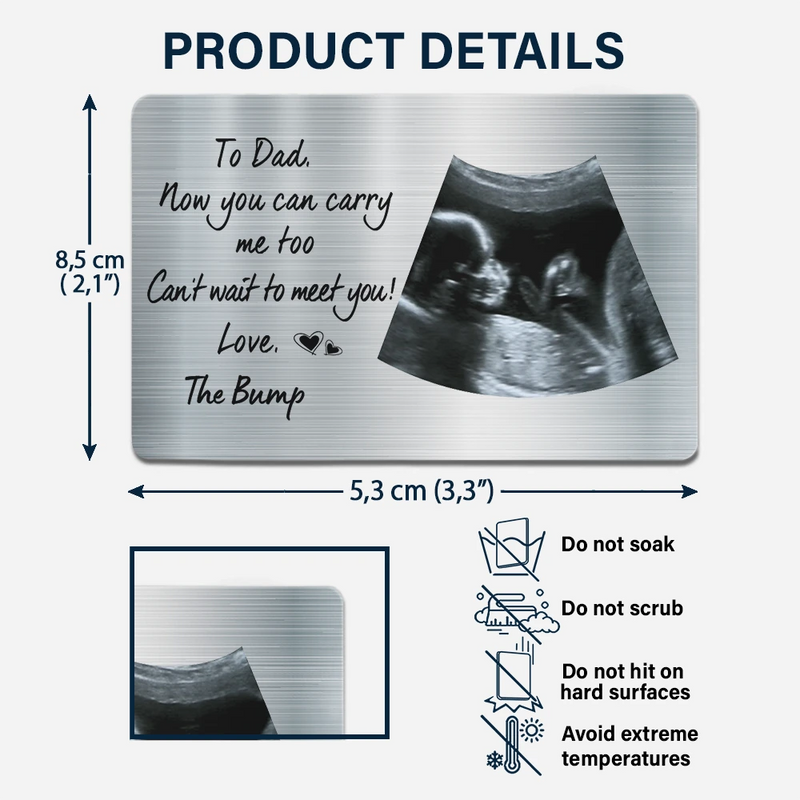 Custom Photo,New Dad,New baby,Gift For Father,Non-Eng,Photo,Adorable - Custom Photo To Dad Now You Can Carry Me Too - Personalised Aluminum Wallet Card