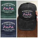 Independence Day,Gift For Father,Gift For Grandpa,Icon,Proud - Stars & Stripes My Favorite People Call Me Papa - Personalized Vintage Washed Denim Cap